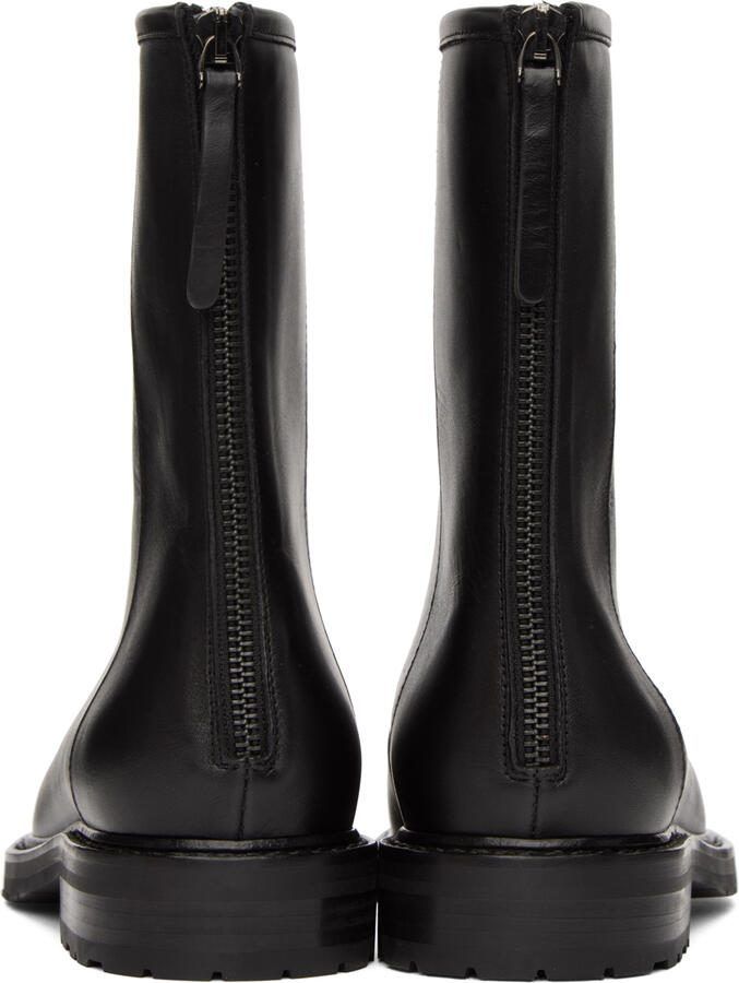 Legres Black Leather Combat Boots - Picture 3