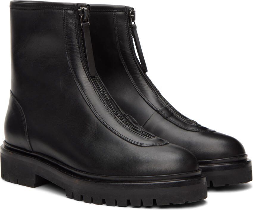 Legres Black Oiled Leather Ankle Boots - Picture 2