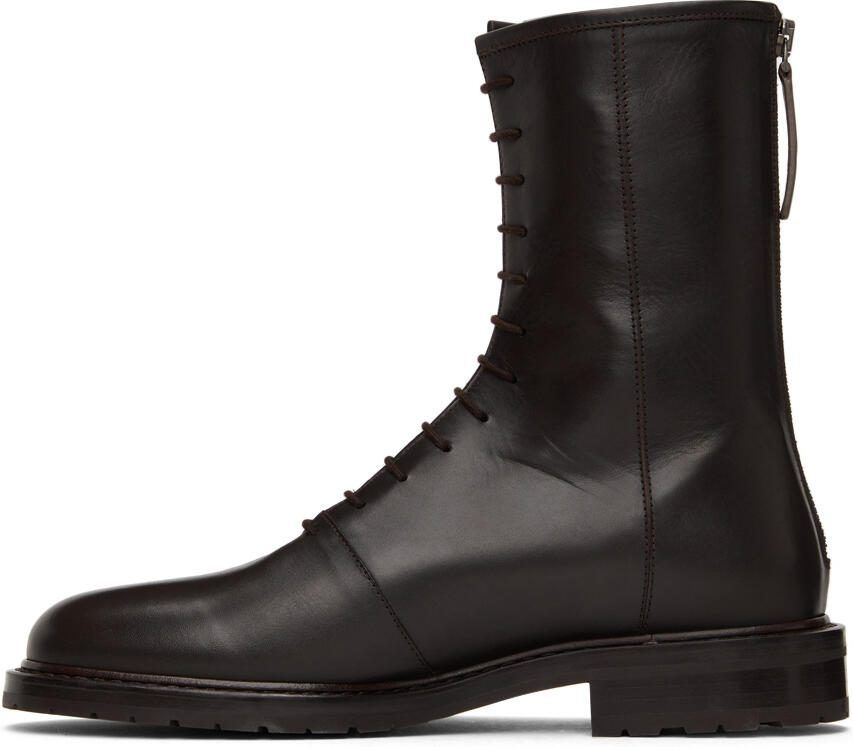 Legres Brown Leather Combat Boots - Picture 2