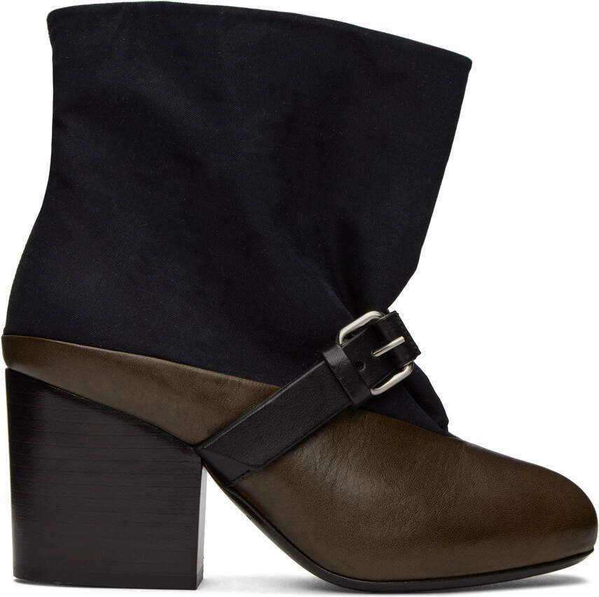 LEMAIRE Black  Brown Pin-Buckle Boots - Picture 5