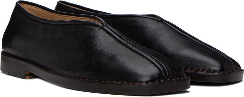 LEMAIRE Black Flat Piped Slippers - Picture 2