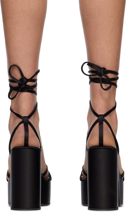 Les Petits Joueurs Black Bianca Heart Platform Sandals - Picture 3
