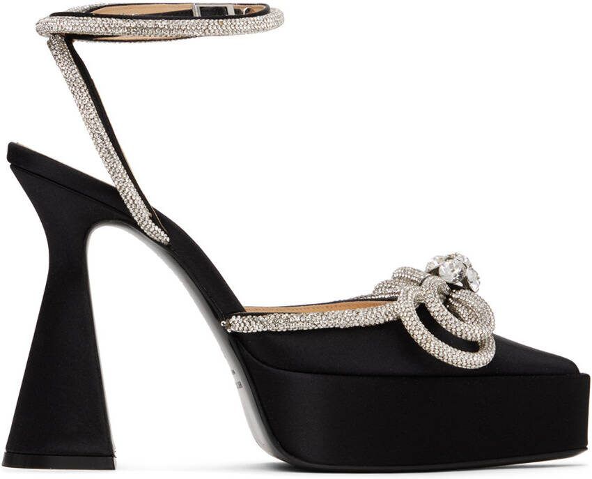 MACH  MACH Black Double Bow 140 Platform Heels