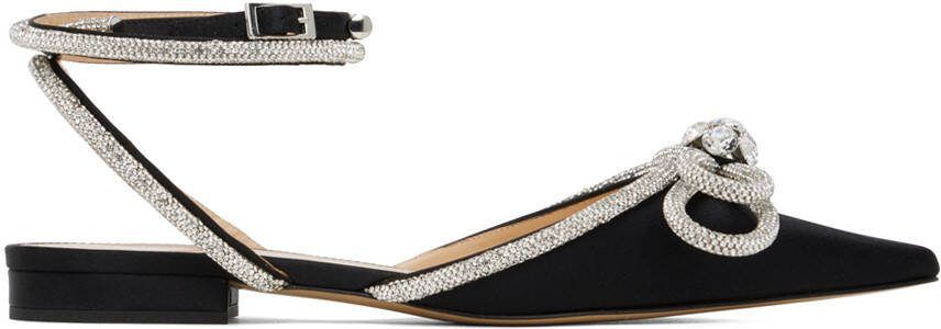 MACH  MACH Black Satin Double Bow Sandals