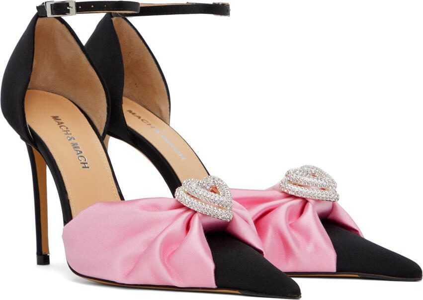 MACH  MACH Black  Pink Double Heart 110 Heels - Picture 2