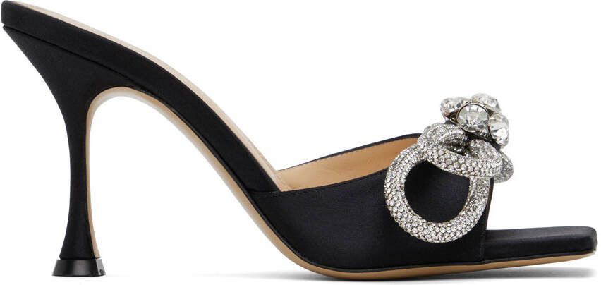 MACH  MACH Black Double Bow Heeled Sandals
