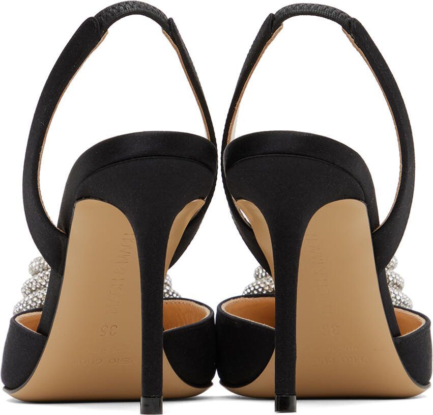 MACH  MACH Black Triple Heart 95 Slingback Heels