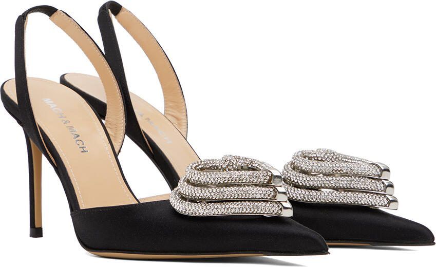 MACH  MACH Black Triple Heart 95 Slingback Heels - Picture 2