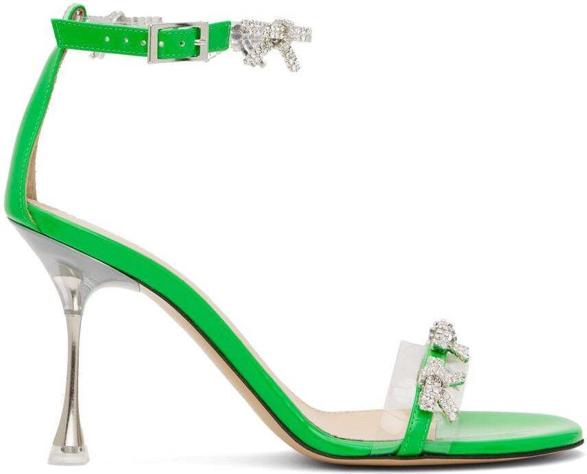 MACH  MACH Green 'Floating Crystal Bow' Heeled Sandals - Picture 5