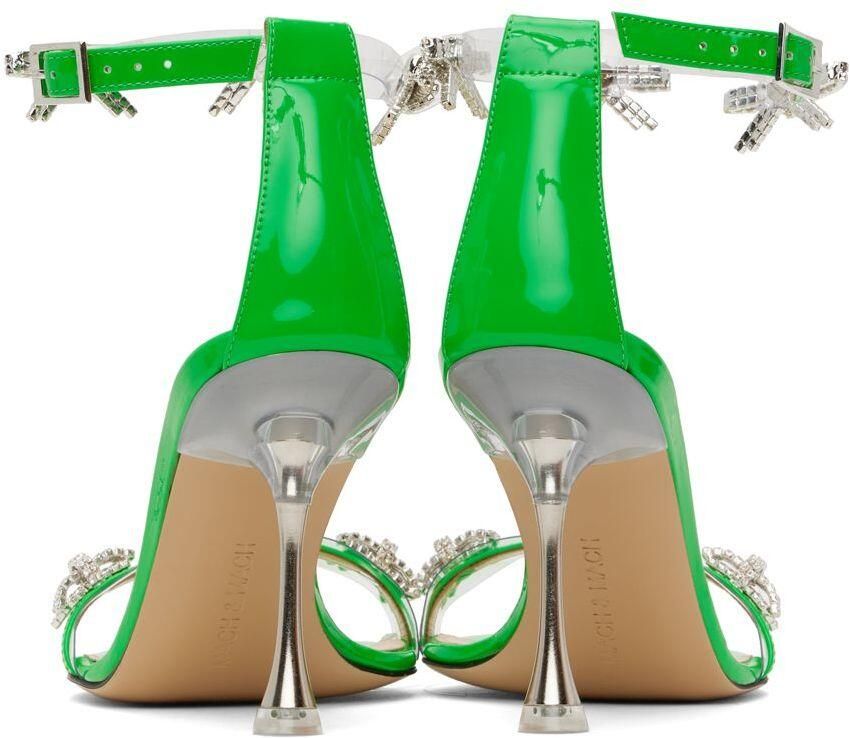 MACH  MACH Green 'Floating Crystal Bow' Heeled Sandals