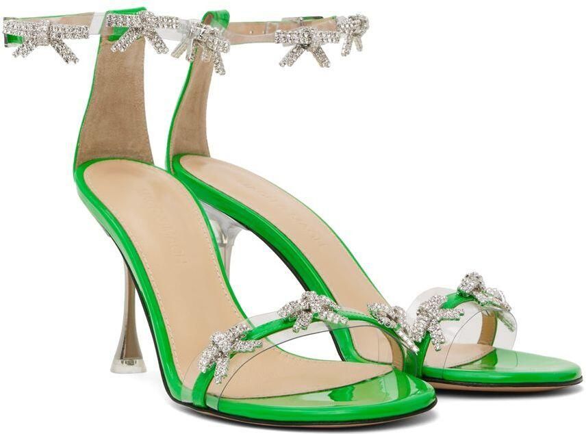 MACH  MACH Green 'Floating Crystal Bow' Heeled Sandals - Picture 3