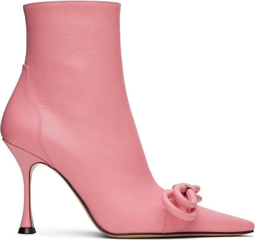 MACH  MACH Pink Double Bow 100 Ankle Boots - Picture 3
