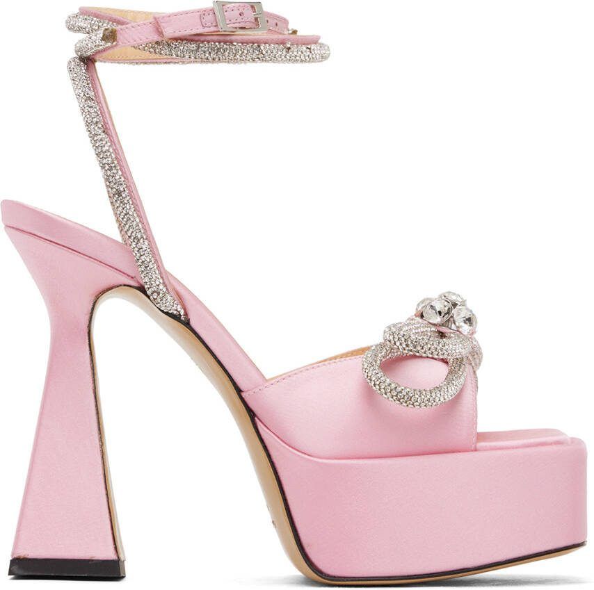 MACH  MACH Pink Double Bow Square Toe Heels - Picture 5