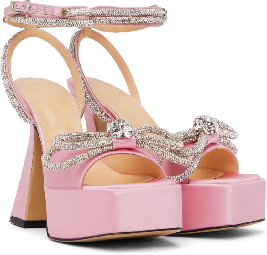 MACH  MACH Pink Double Bow Square Toe Heels - Picture 3