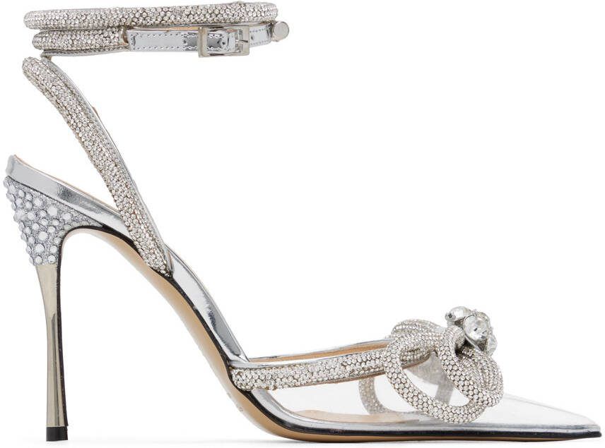 MACH  MACH Silver Double Bow 110 Heels - Picture 4