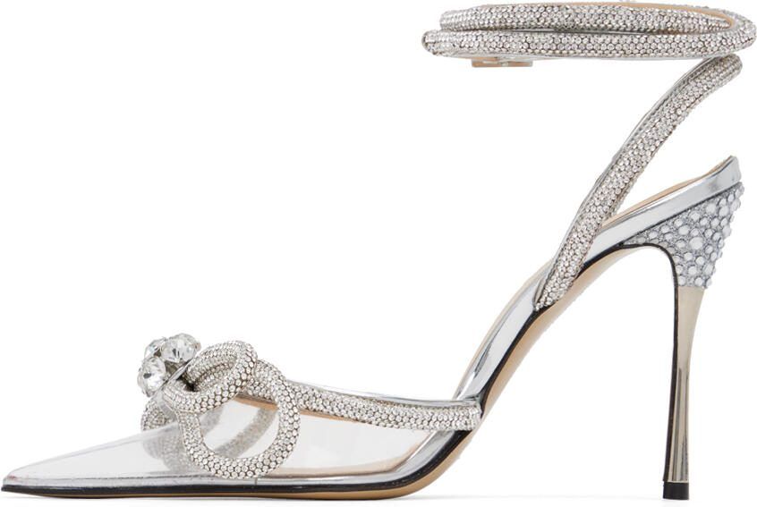 MACH  MACH Silver Double Bow 110 Heels - Picture 3