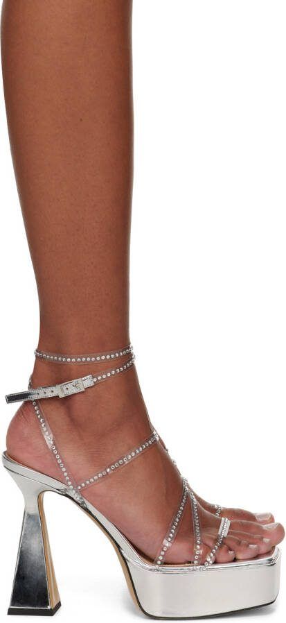 MACH  MACH Silver Double Bow 140 Heeled Sandals - Picture 5