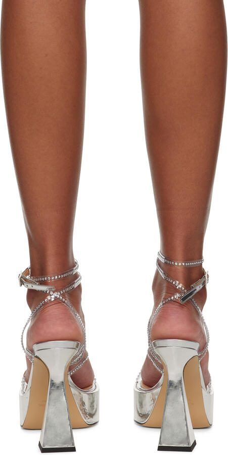 MACH  MACH Silver Double Bow 140 Heeled Sandals - Picture 2