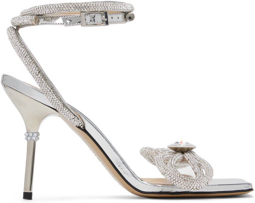 MACH  MACH Silver Double Bow 95 Heels - Picture 4