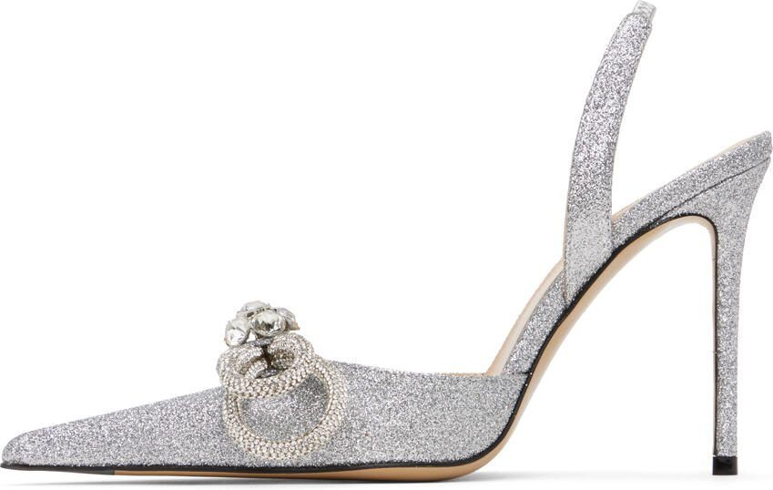 MACH  MACH Silver Double Bow Glitter 110 Heels - Picture 3