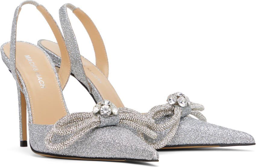 MACH  MACH Silver Double Bow Glitter 110 Heels - Picture 2