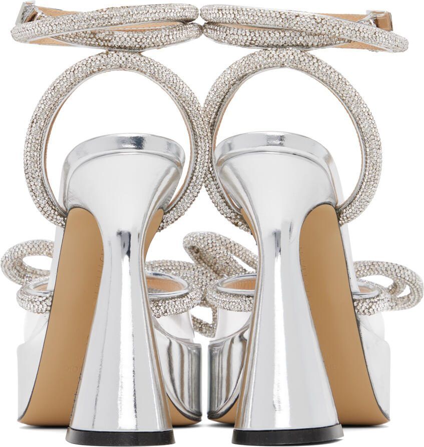 MACH  MACH Silver Double Bow Platform Heels