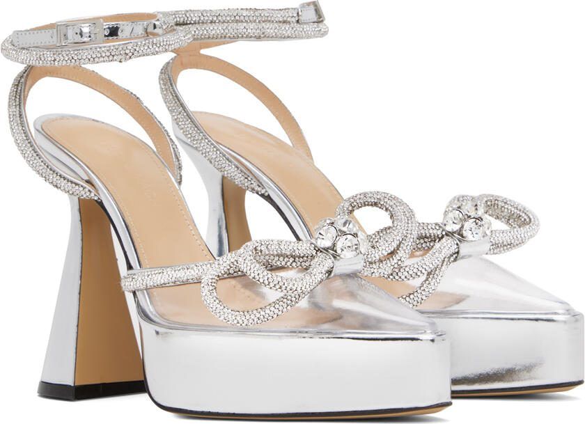 MACH  MACH Silver Double Bow Platform Heels - Picture 3