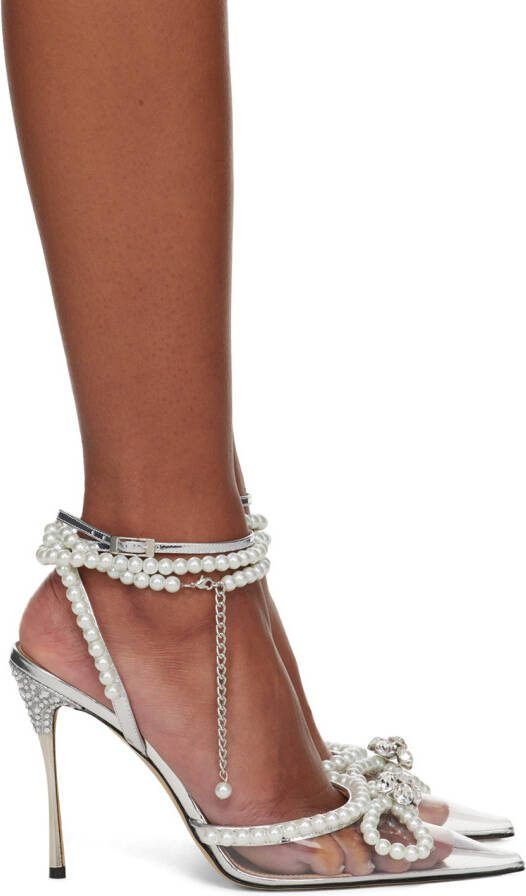 MACH  MACH Silver Pearl Bow 110 Heels - Picture 5