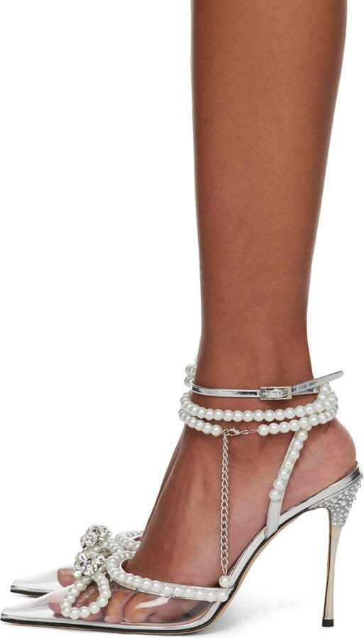 MACH  MACH Silver Pearl Bow 110 Heels - Picture 3