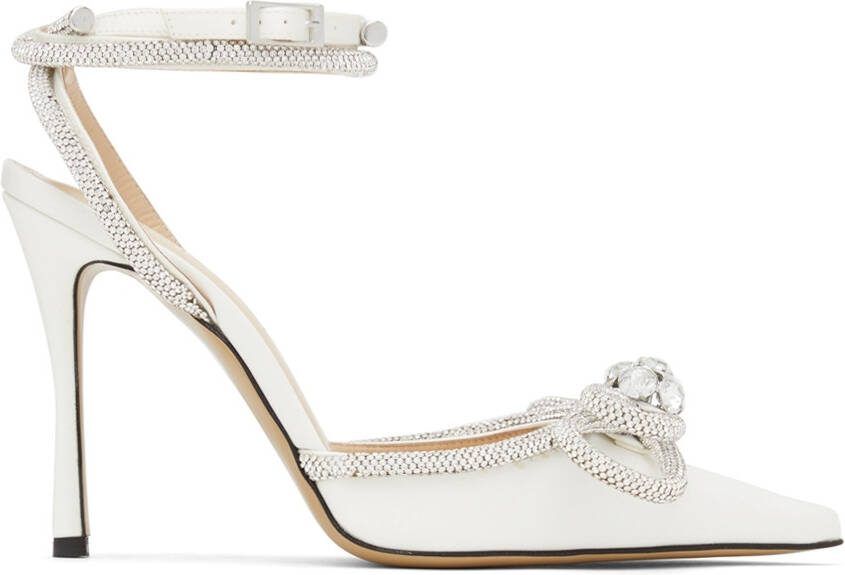 MACH  MACH White Double Bow 110 Heels - Picture 5