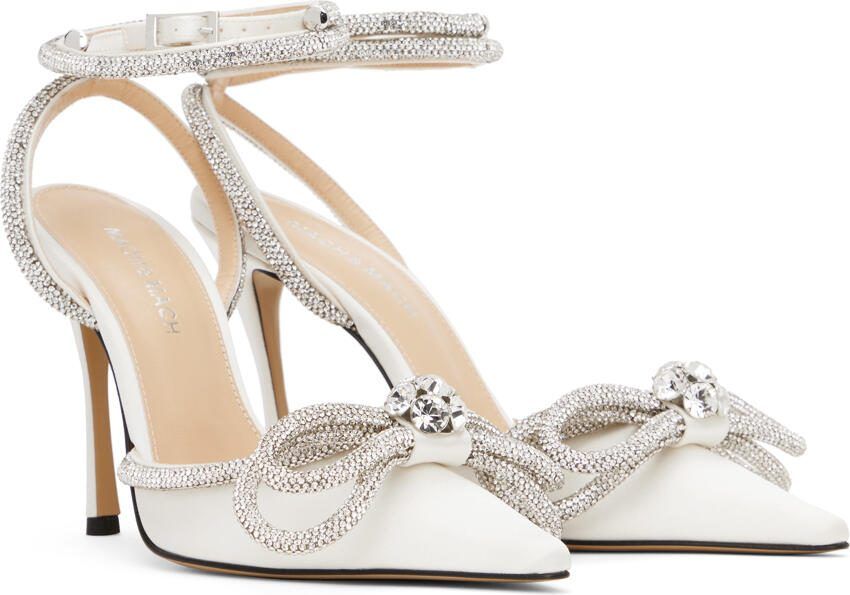 MACH  MACH White Double Bow 110 Heels - Picture 3