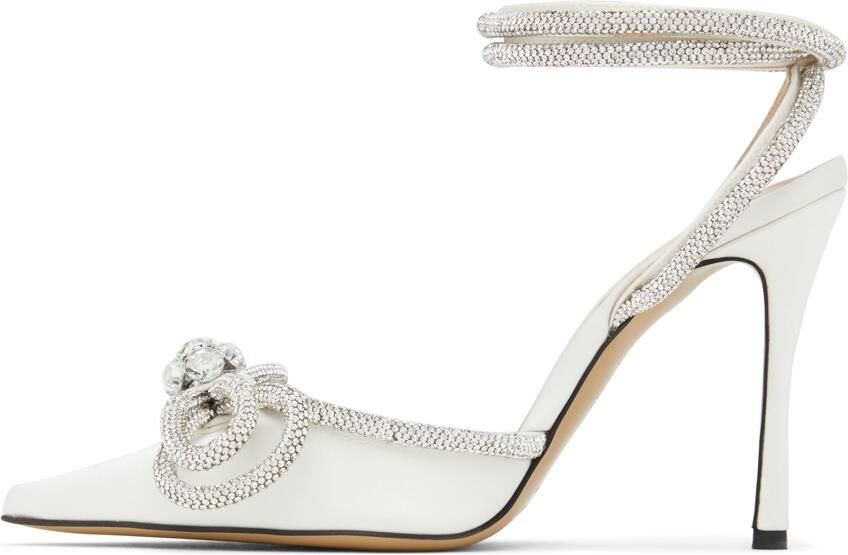MACH  MACH White Double Bow 110 Heels - Picture 3