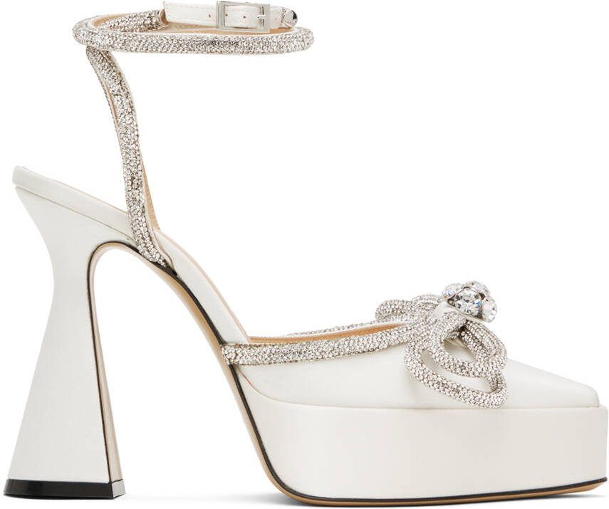 MACH  MACH White Double Bow Platform Heels