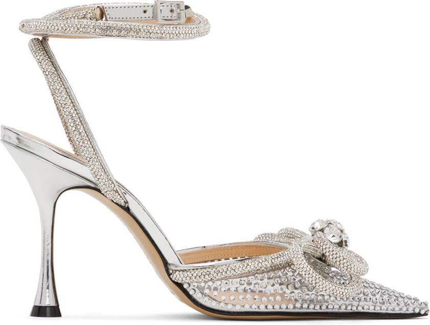 MACH  MACH Silver Double Bow Crystal 110 Heels