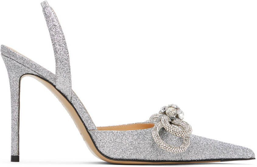 MACH  MACH Silver Double Bow Glitter 110 Heels - Picture 5