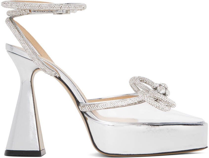 MACH  MACH Silver Double Bow Platform Heels - Picture 5