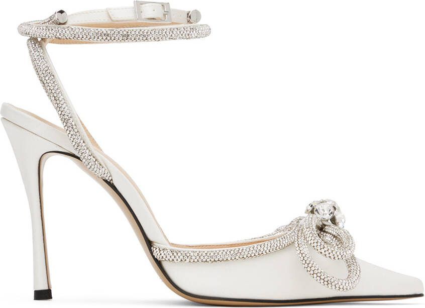 MACH  MACH White Double Bow 110 Heels - Picture 4