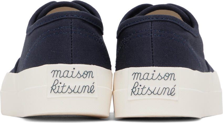 Maison Kitsuné Navy Canvas Laced Sneakers - Picture 2