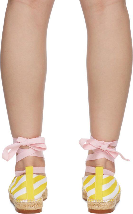 Maison Kitsuné White  Yellow Hotel Olympia Edition Poolside Stripes Espadrilles - Picture 2