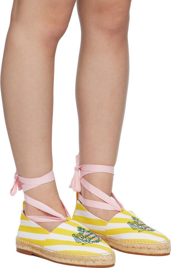 Maison Kitsuné White  Yellow Hotel Olympia Edition Poolside Stripes Espadrilles