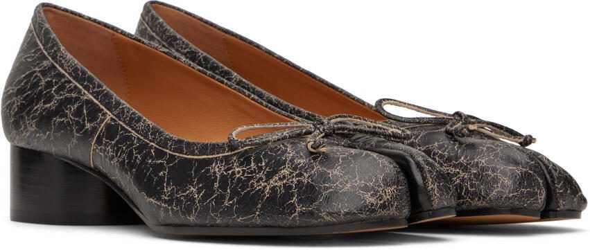 Maison Margiela Beige  Black Tabi Ballerina Heels - Picture 2