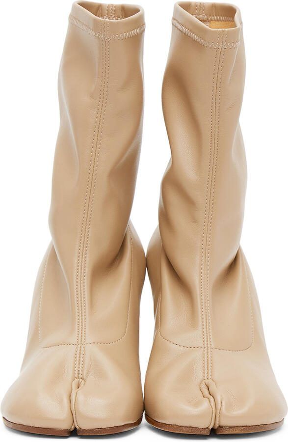 Maison Margiela Beige Stiletto Sock Tabi Boots - Picture 2