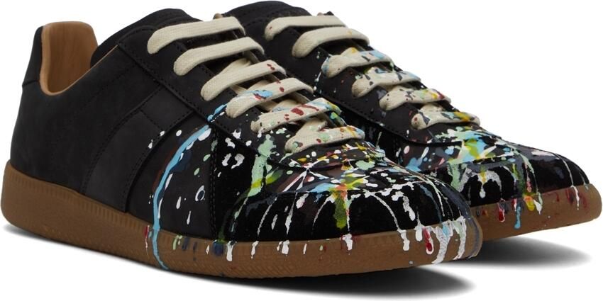 Maison Margiela Black  Multicolor Paint Drop Replica Sneakers