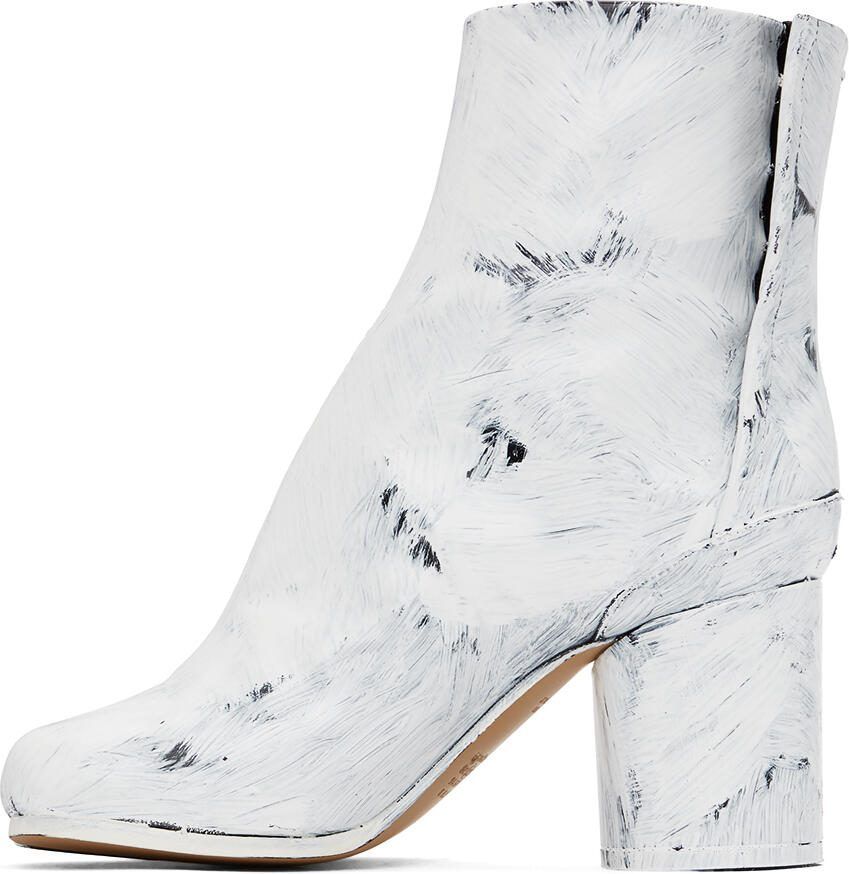 Maison Margiela Black  White Painted Tabi Heel Boots