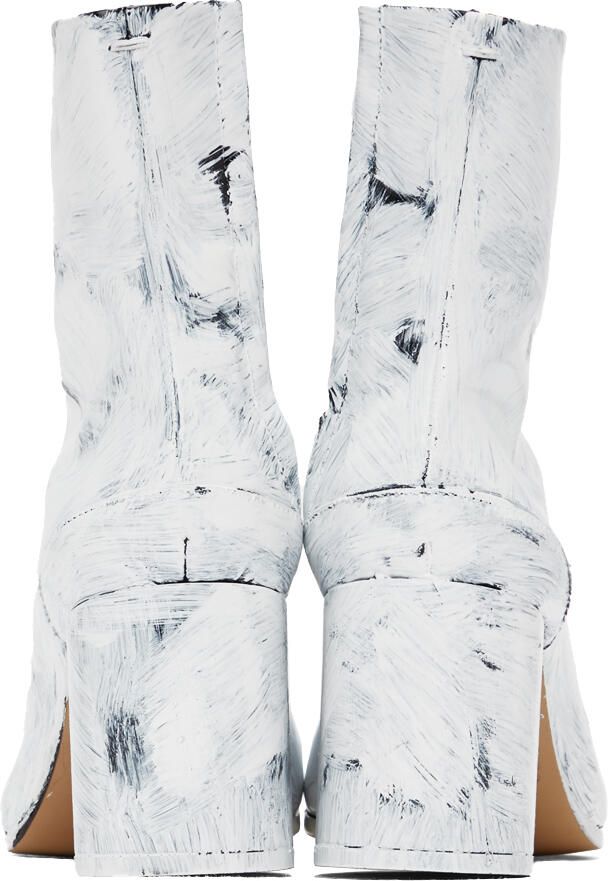 Maison Margiela Black  White Painted Tabi Heel Boots - Picture 3