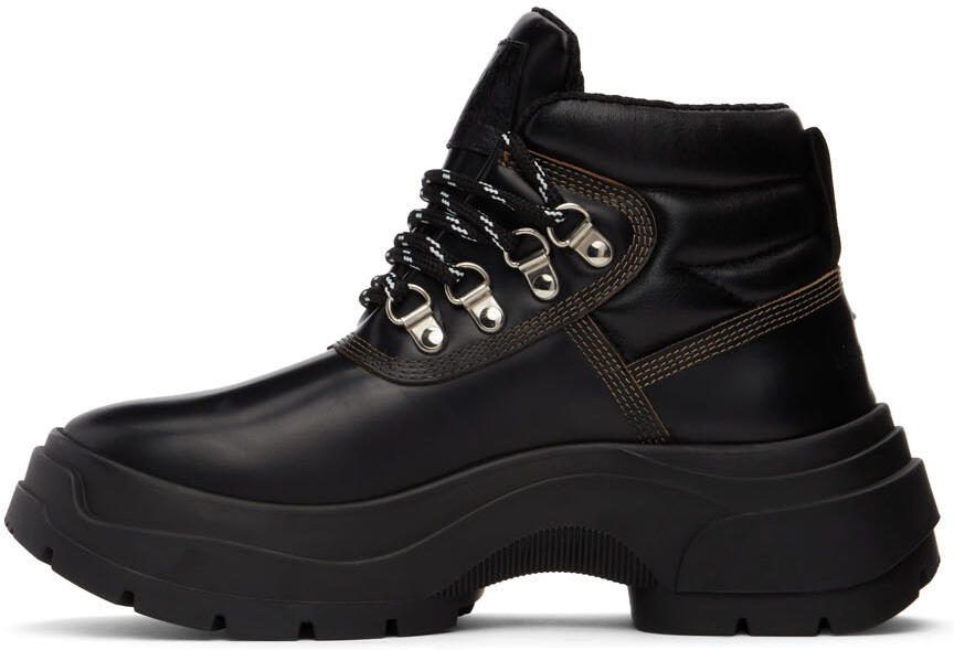Maison Margiela Black Leather Lace-Up Boots - Picture 2