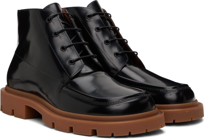 Maison Margiela Black Leather Lace-Up Boots - Picture 2