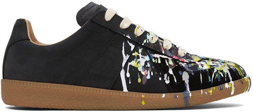 Maison Margiela Black  Multicolor Paint Drop Replica Sneakers - Picture 2
