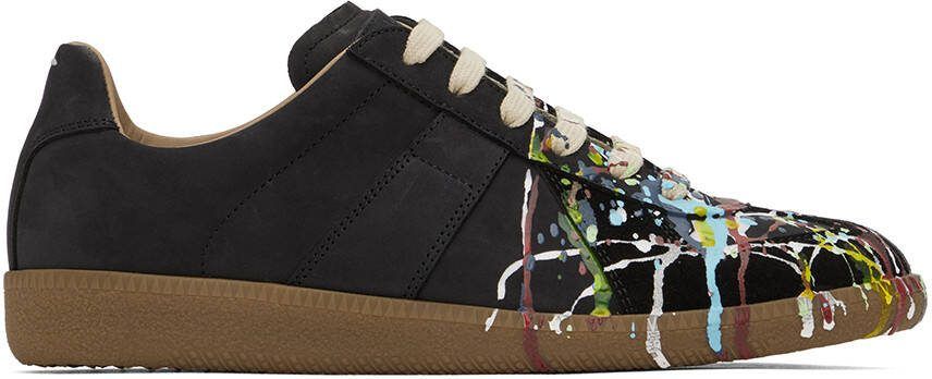 Maison Margiela Black Paint Replica Sneakers - Picture 9