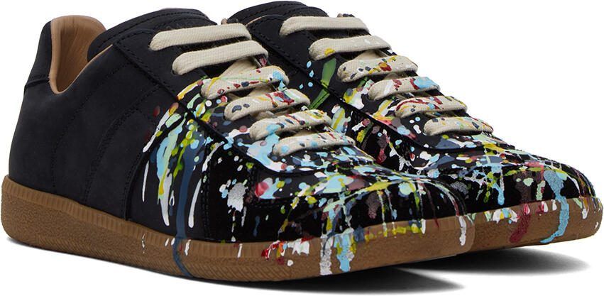 Maison Margiela Black Paint Replica Sneakers - Picture 2